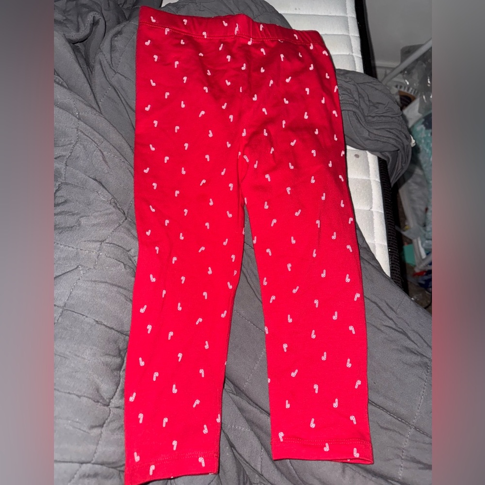 George Red Kids Leggings with White Pattern
